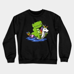 T-Rex Dinosaur Riding Unicorn Float Crewneck Sweatshirt